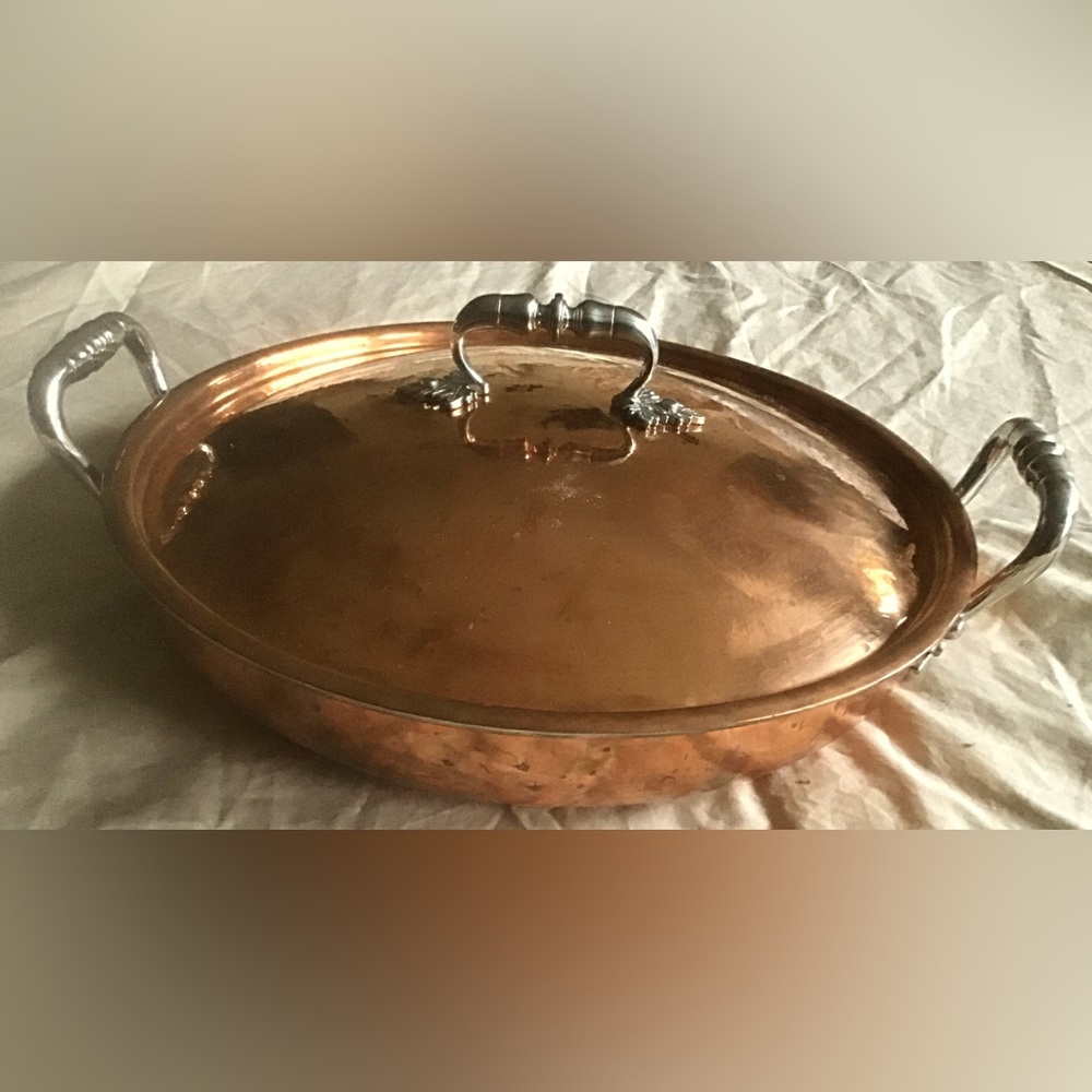 Ruffoni Opus Cupra 14 Inch Hammered Copper Serving Pan/Braiser with Lid